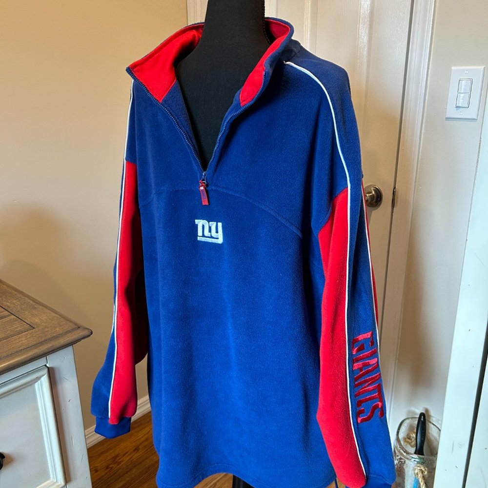 NY GIANTS V Neck - NFL Pullover Fleece with Zipper